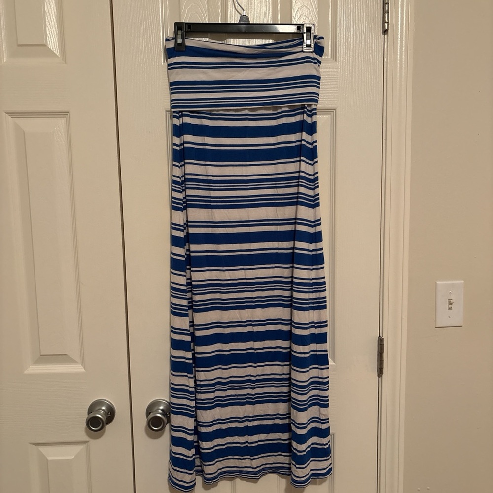 Cynthia Rowley Navy and White Striped Maxi Skirt